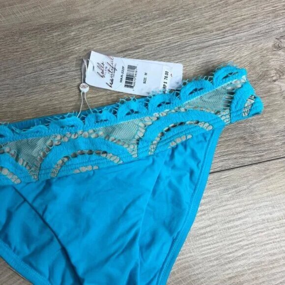 NWT Pilyq Marine Banded Lace Bikini Bottoms Cheeky Low Rise High Thigh M - Picture 3 of 10